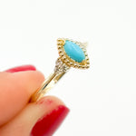 Load image into Gallery viewer, Gold Diamond and Turquoise Marquise Ring