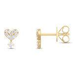 Load image into Gallery viewer, ER421146. 14K Solid Gold Diamond Heart Studs