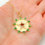 Load image into Gallery viewer, GDP622. 14K Solid Gold Diamond Circle Charm with Star in the Center with Gemstones