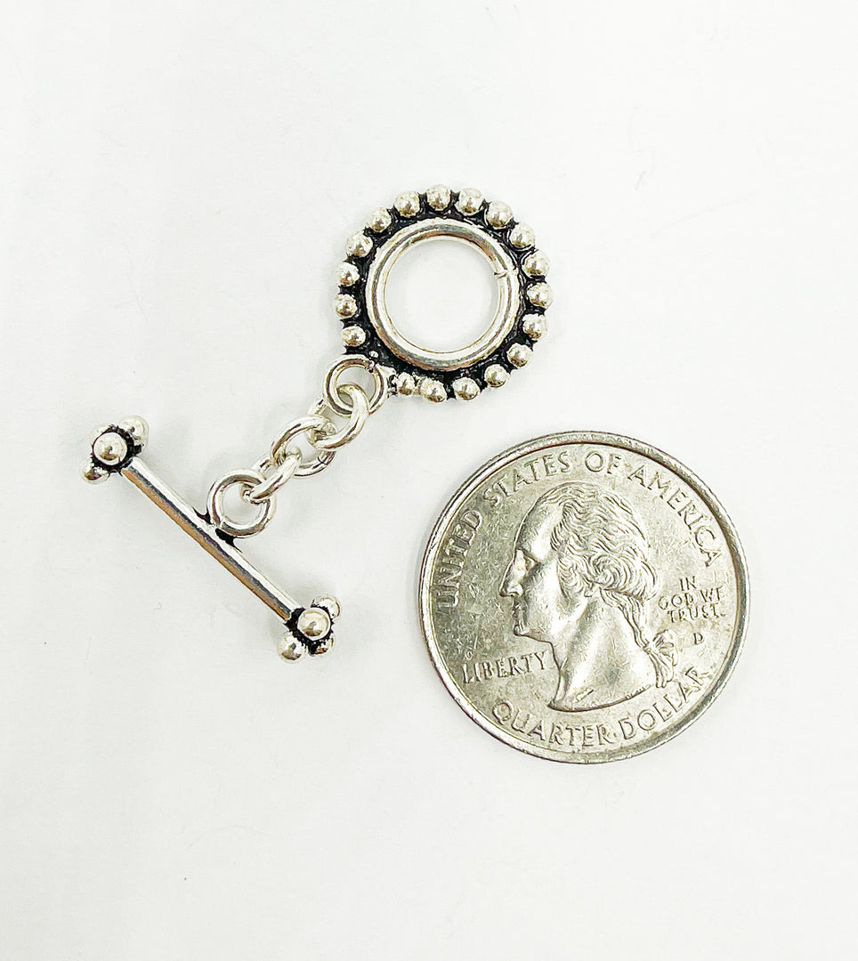 925 Sterling Silver Toggle Lock 15mm Round. Toggle5SS