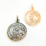 Load image into Gallery viewer, DC425. Diamond Sterling Silver Round Moon and Star Charm