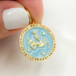 Load image into Gallery viewer, Silver Round Capricorn Zodiac Enamel Pendant