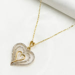 Load image into Gallery viewer, 14K Solid Gold Diamond Four Hearts Charm. EJP1486