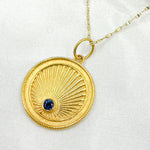 Load image into Gallery viewer, 14K Solid Gold Gemstone Circle Charm. GDP303