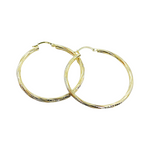 Load image into Gallery viewer, GER71. 14K Gold Hollow Hoop Earrings with Engraved Tornado Design