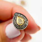 Load image into Gallery viewer, Pave Diamond and Dark Polka Diamond Silver Drop Studs