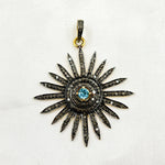 Load image into Gallery viewer, DP065. Diamond Sterling Silver Sun Pendant with Gemstone