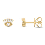 Load image into Gallery viewer, ER421145. 14K Solid Gold Diamond Eye Studs