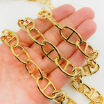 Load image into Gallery viewer, 564MTGP. Gold Plated Sterling Silver Thick Marina Link Hollow Chain
