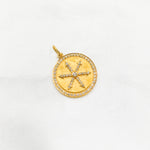 Load image into Gallery viewer, 14K Gold Charm Circle Pendant with Diamonds. GDP272