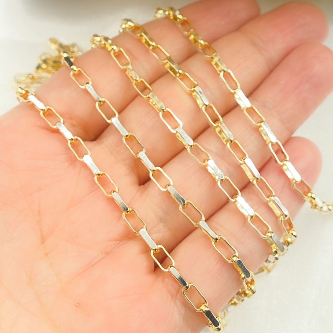 Z100GS. Gold Plated Sterling Silver Flat Oval Link Chain