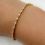 Load image into Gallery viewer, BTN65081. 14k Solid Gold Diamond Baguette Bracelet
