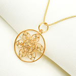 Load image into Gallery viewer, 14K Solid Gold Diamond Circle Flower Charm. GDP190
