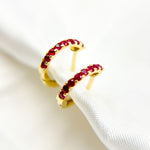 Load image into Gallery viewer, 14K Gold Blue Sapphire Huggies