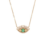 Load image into Gallery viewer, NFD70803. 14k Solid Yellow Gold, Diamonds & Precious Stones Cable Link Evil Eye Necklace