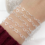 Load image into Gallery viewer, Y113DSS. Sterling Silver Open Textured Heart Chain