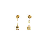 Load image into Gallery viewer, EFD52663. 14k Solid Gold Diamond Baguette Rectangle Paperclip Dangle Earrings