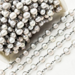 Load image into Gallery viewer, Grey Freshwater Pearl Wire Wrap Chain. PRL17