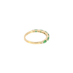 Load image into Gallery viewer, 14k Solid Gold Diamond and Emerald Half Eternity Ring.