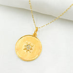 Load image into Gallery viewer, 14k Solid Gold Diamond and Gold Circle Charm. GDP16