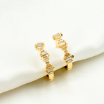 Load image into Gallery viewer, 14k Solid Gold Diamond Baguette Hoops. EHG57033
