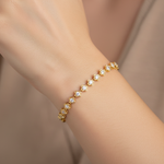 Load image into Gallery viewer, BR403957. 14k Solid Gold Diamond and Diamond Fancy Flower Bracelet