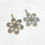 Load image into Gallery viewer, DP198. Diamond & Sterling Silver Flower Pendant
