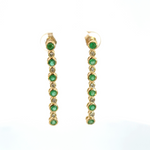 Load image into Gallery viewer, EFF52175EM. 14k Solid Gold Diamond and Emerald Dangle Circles Earrings