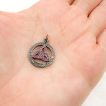 Load image into Gallery viewer, Diamond Sterling Silver Round Celtic Trinity Knot Pendant with Gemstone