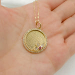 Load image into Gallery viewer, 14K Solid Gold Circle Flower Diamonds & Gemstone. KG166
