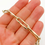 Load image into Gallery viewer, 568/A041B. 14K Solid Gold Hollow Flat Paperclip Link Bracelet
