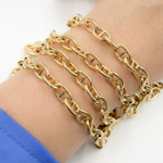 Load image into Gallery viewer, V55GP . Gold Plated 925 Sterling Silver Gold Plated Textured Marina Chain
