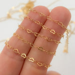 Load image into Gallery viewer, 14K Solid Gold Flat Heart Link Chain