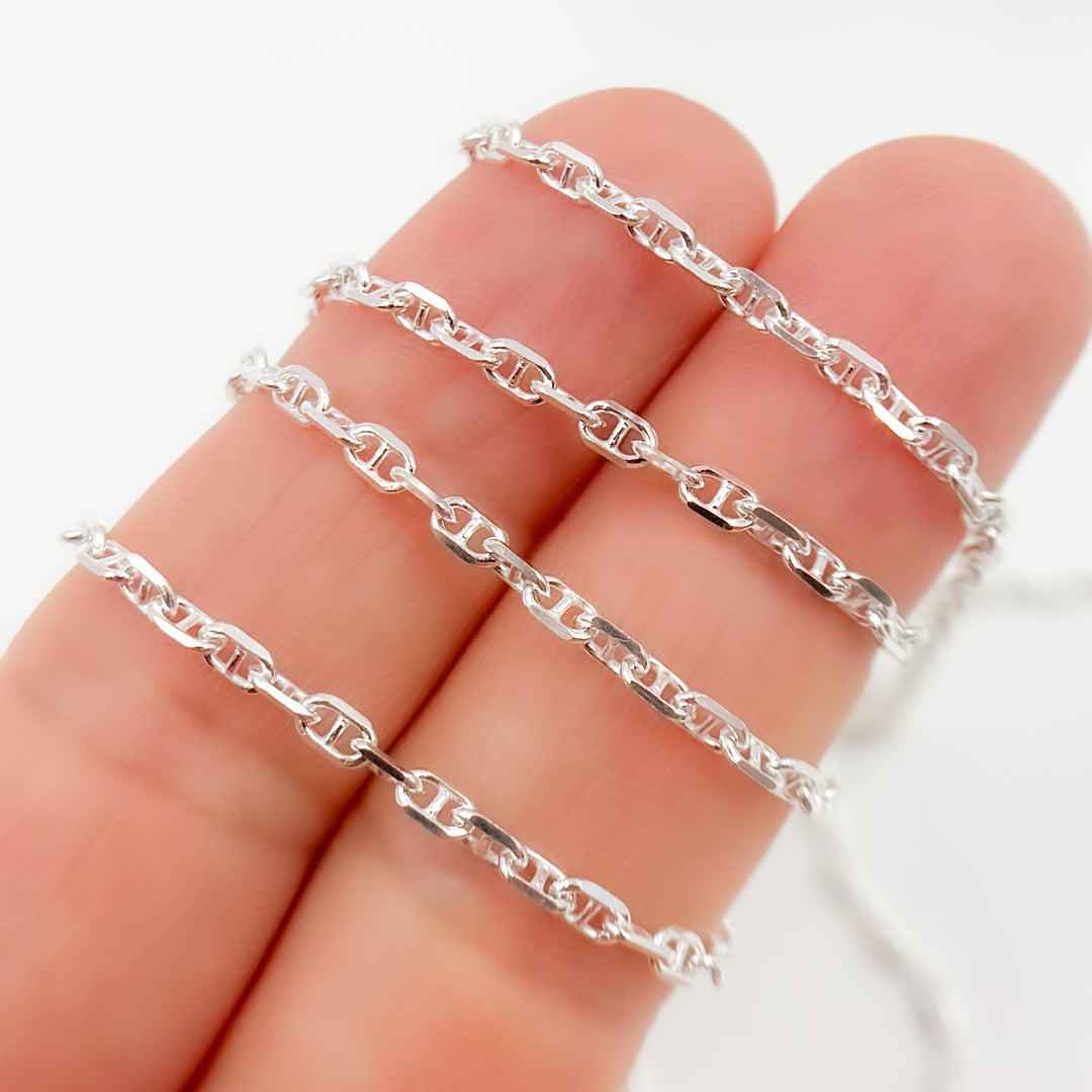 Sterling Silver Diamond Cut Marina Chain