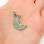 Load image into Gallery viewer, DC073. Diamond Sterling Silver Moon Pendant
