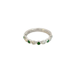 Load image into Gallery viewer, 14k Solid Gold Emerald and Diamond Band Ring.