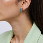 Load image into Gallery viewer, 14K Solid Gold Turquoise Hoops
