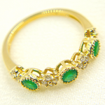 Load image into Gallery viewer, 14K Solid Gold Diamond and Emerald Ring.