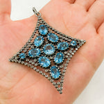Load image into Gallery viewer, DSP014. Diamond Sterling Silver Diamond Pendant with Gemstone