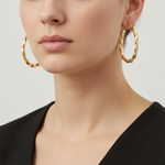 Load image into Gallery viewer, GER129. 14K Solid Gold Twisted Hoop with Texture