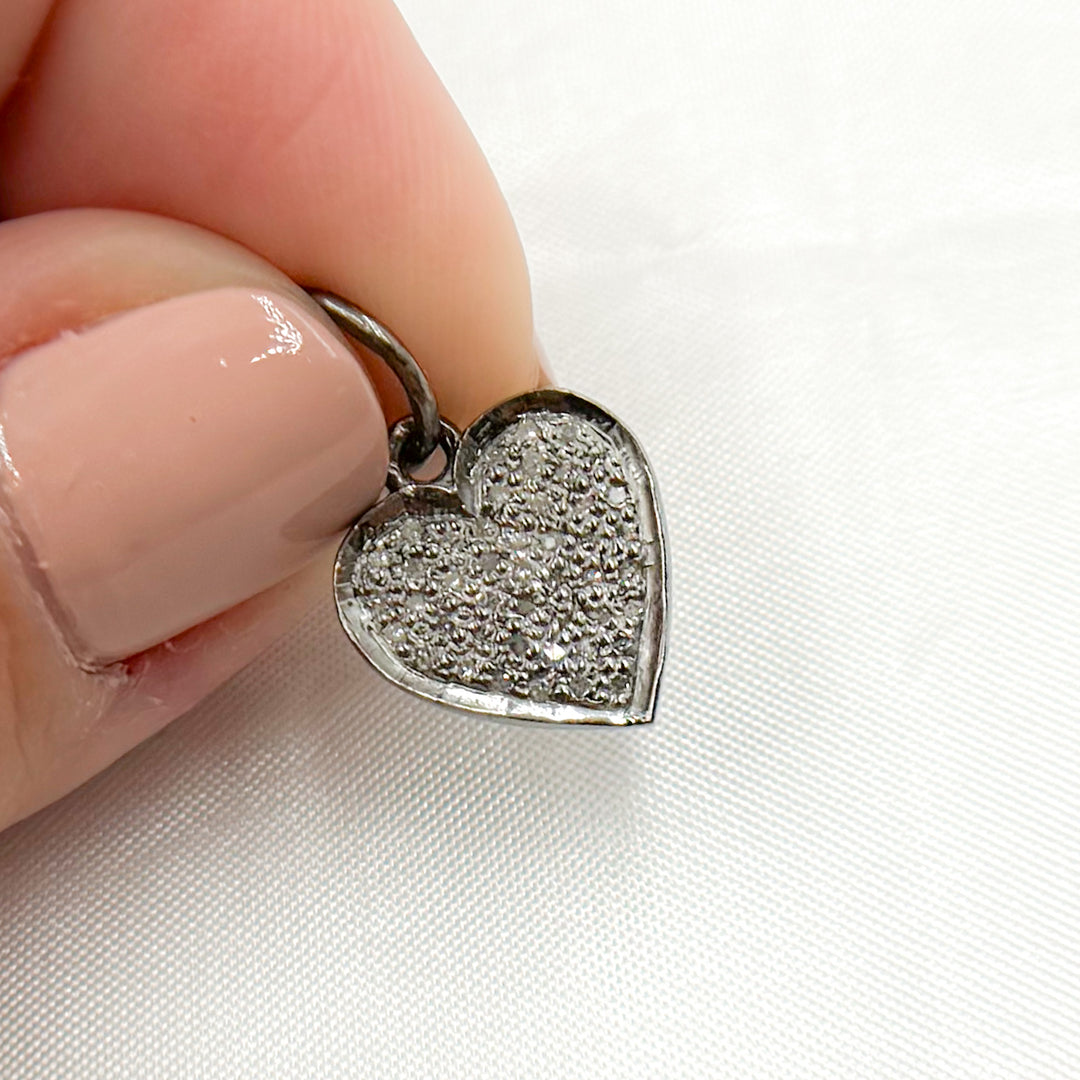 Diamond Sterling Silver Heart Charm