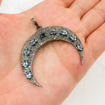 Load image into Gallery viewer, DP106. Diamond Sterling Silver Moon Shape Pendant with Gemstone