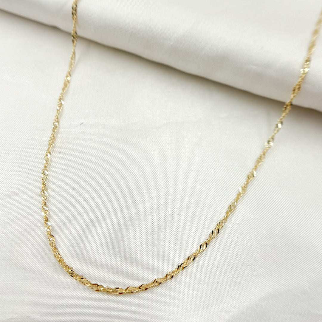 14K Solid Gold Wheat Chain