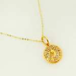 Load image into Gallery viewer, 14K Solid Gold Circle Pendant with Diamonds. GDP323