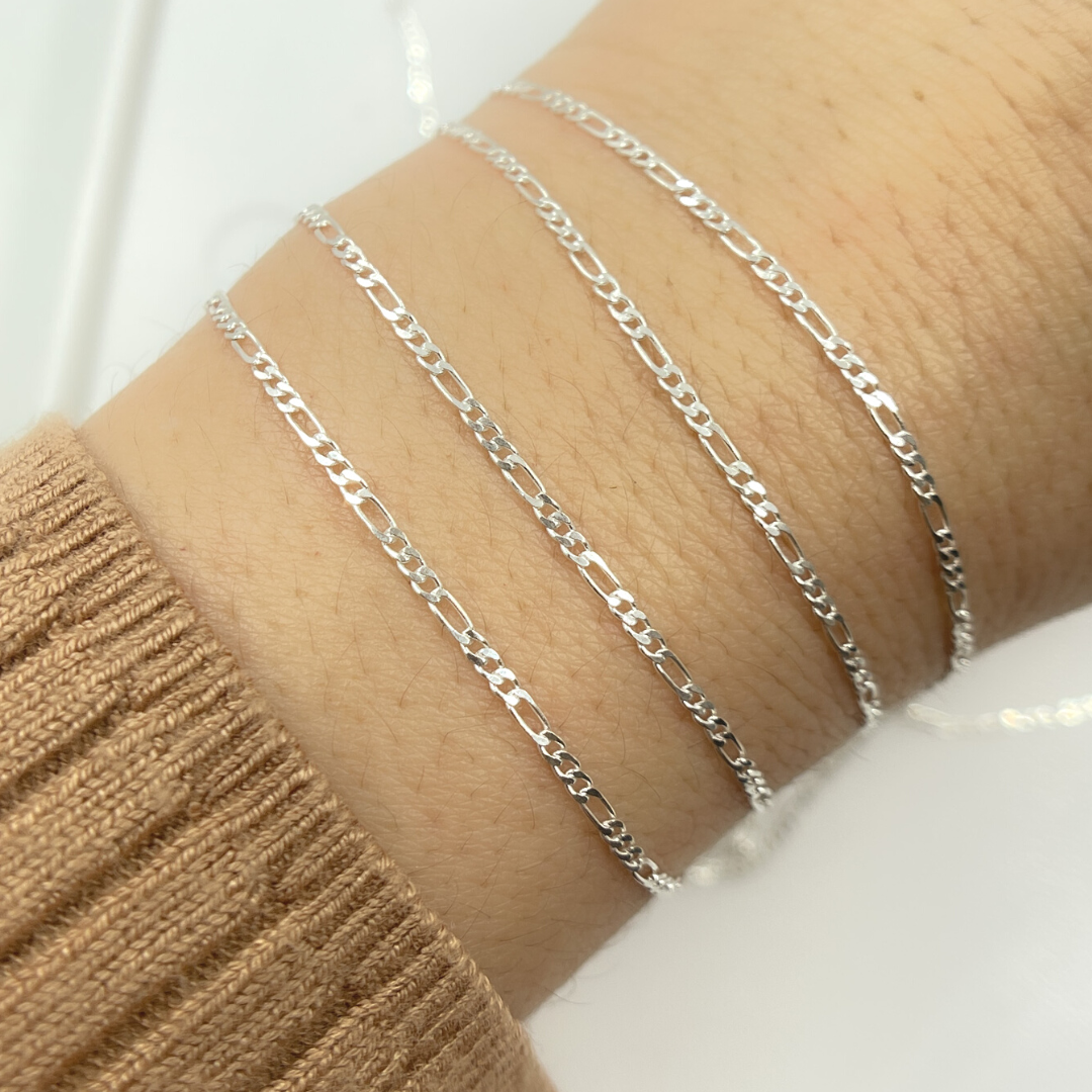 Sterling Silver Flat Figaro Link Chains