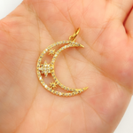 Load image into Gallery viewer, 14K Solid Gold with Diamonds Moon Shape Charm. GDP322