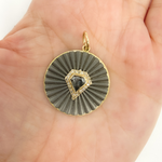 Load image into Gallery viewer, 14k Solid Gold and Sterling Silver Black Rhodium Fancy Diamond Circle Pendant