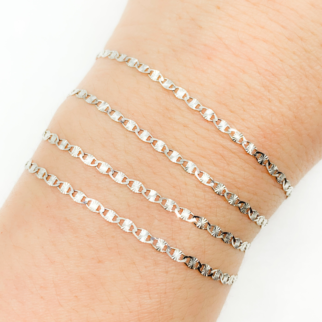 X39SS. Sterling Silver Diamond Cut Mariner Link Chain