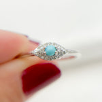 Load image into Gallery viewer, 14K Solid Gold Diamond and Turquoise Eye Ring.
