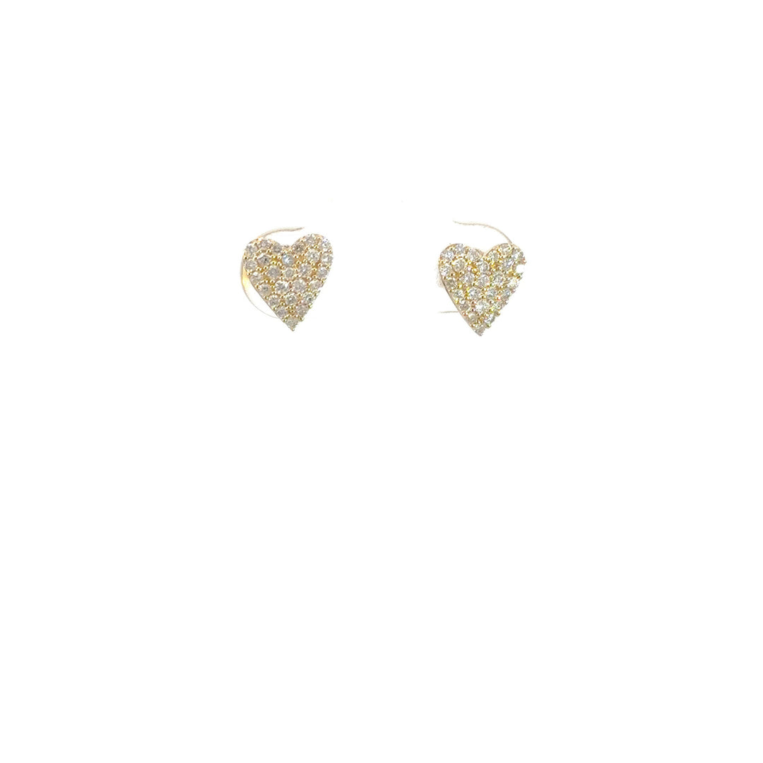 14k Solid Gold Diamond Heart Studs. EFG52827